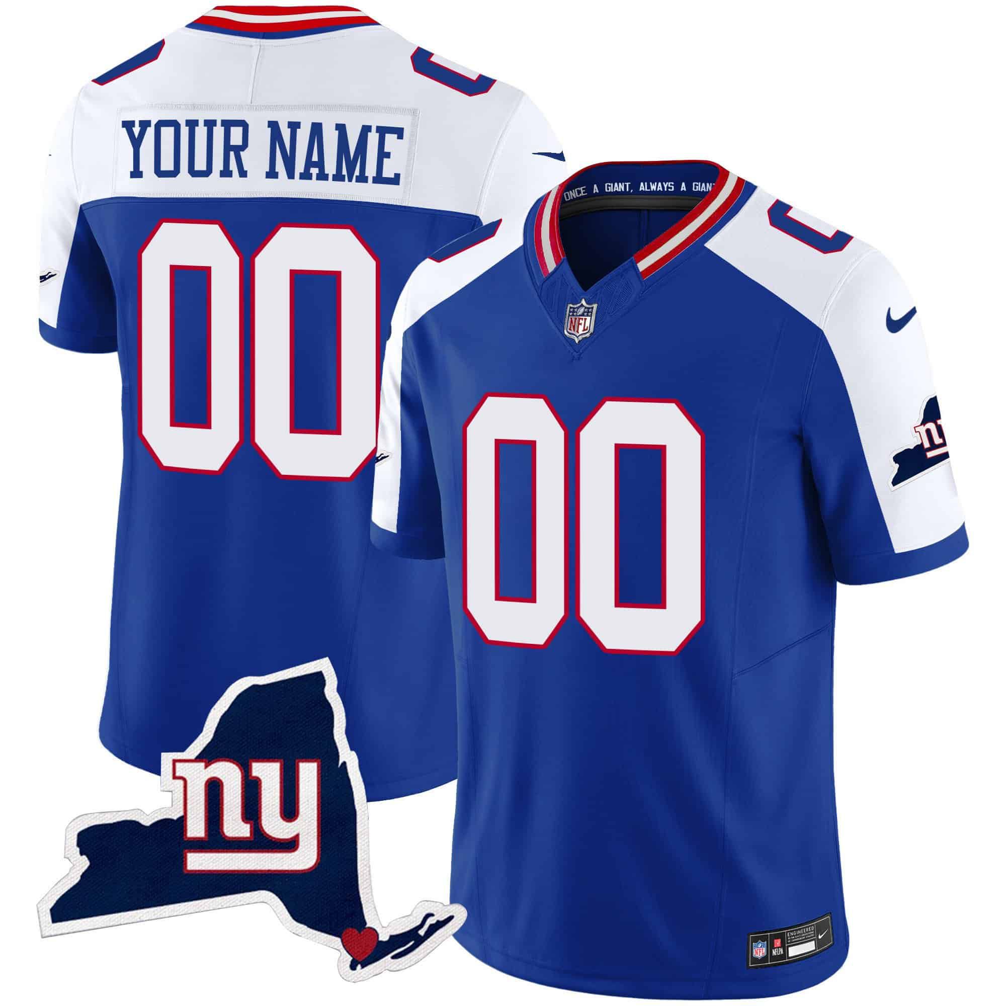 Men New York Giants Blue 2024 Nike Map Patch Limited Custom NFL Jersey->customized nfl jersey->Custom Jersey